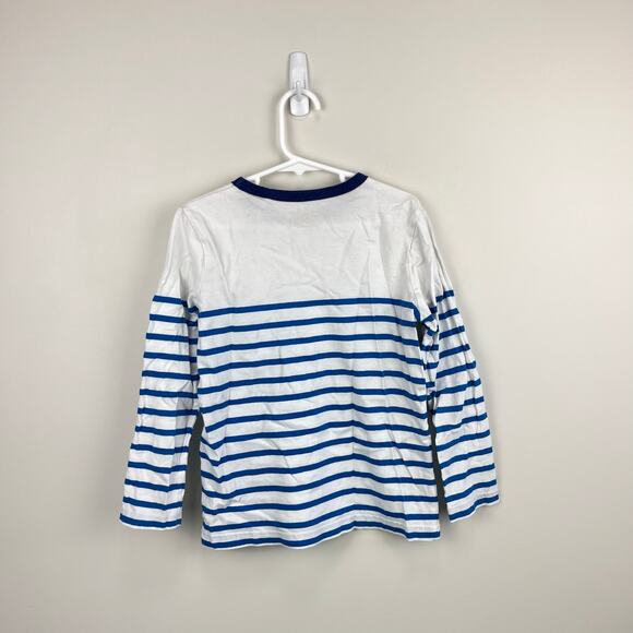 Mini Boden Long Sleeve Breton T-Shirt Ivory/Moroccan Blue Weather 6-7 - Picture 5 of 6